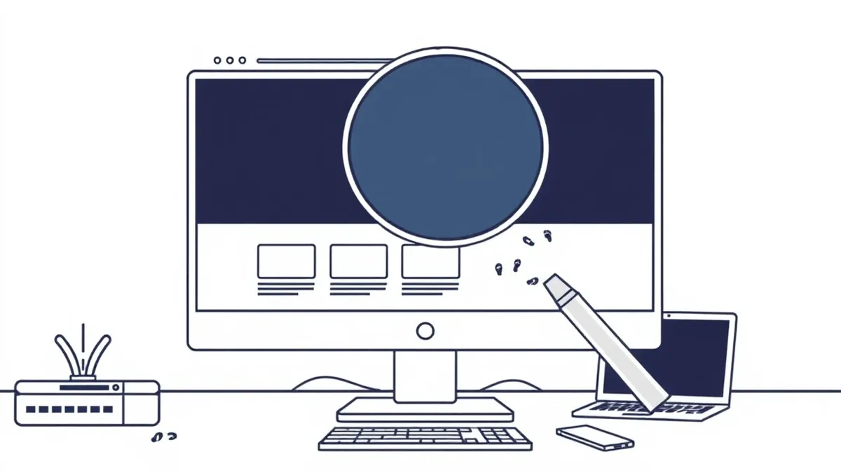 Illustration: A computer monitor displays a browser window with multiple blank tabs.
