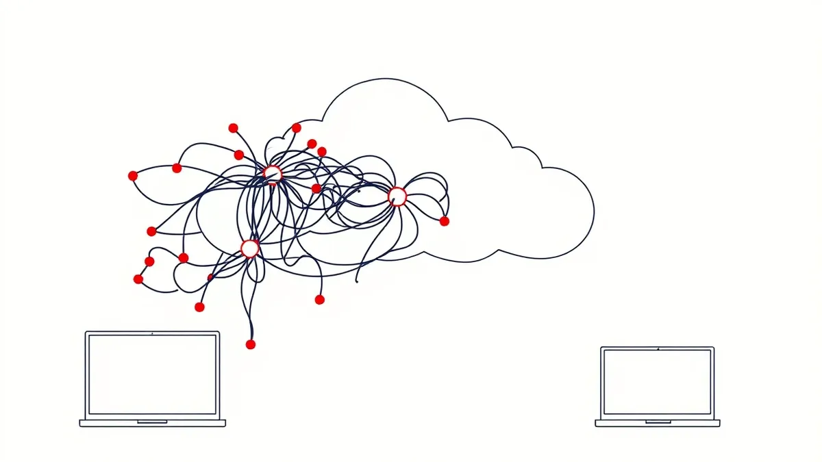 Illustration: A floating cloud shape dissolves into a tangle of loose, unconnected threads.
