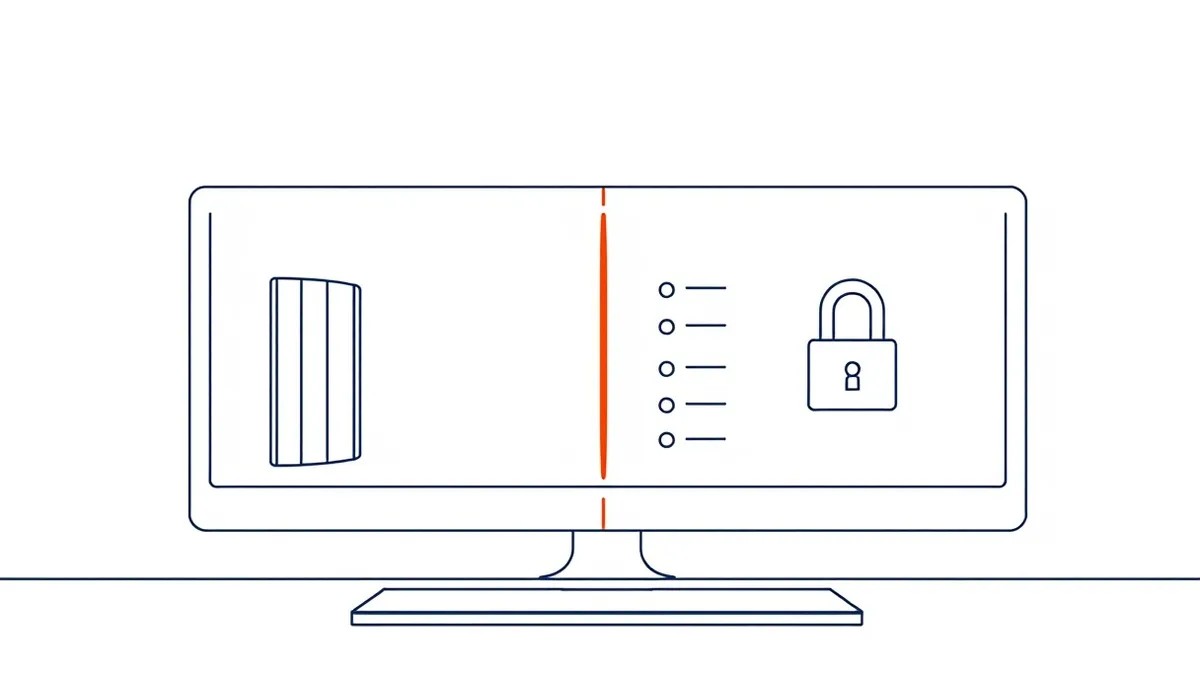 Illustration: A split digital interface displays two distinct access scenarios.