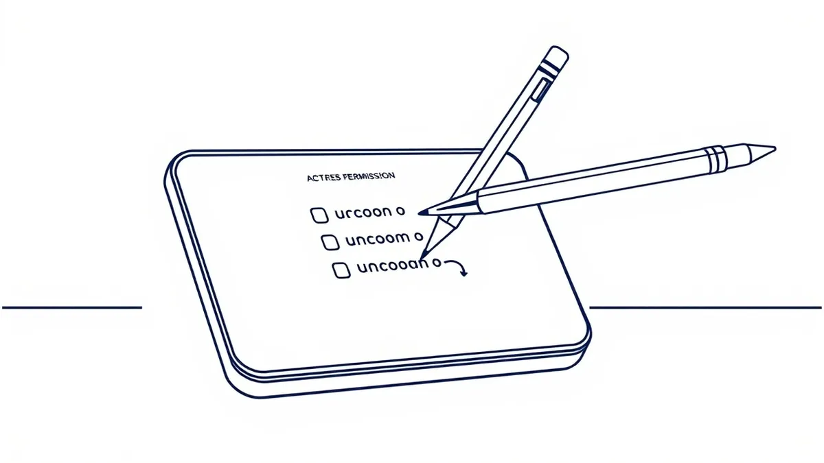 Illustration: A modern smartphone displays a clean permission request window with three unchecked toggle switches.